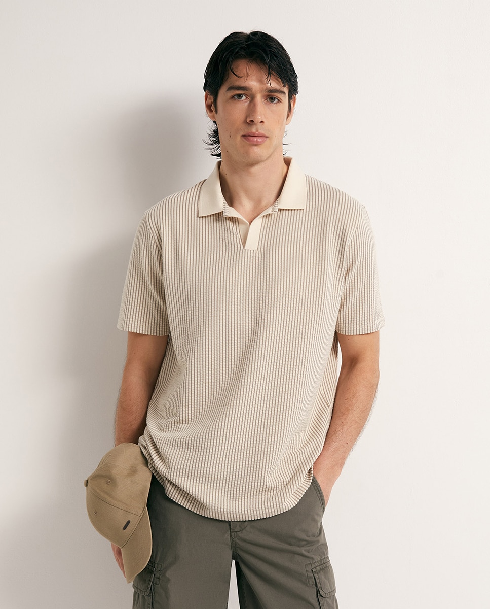 Imagem 0 de Polo de Seersucker às Riscas