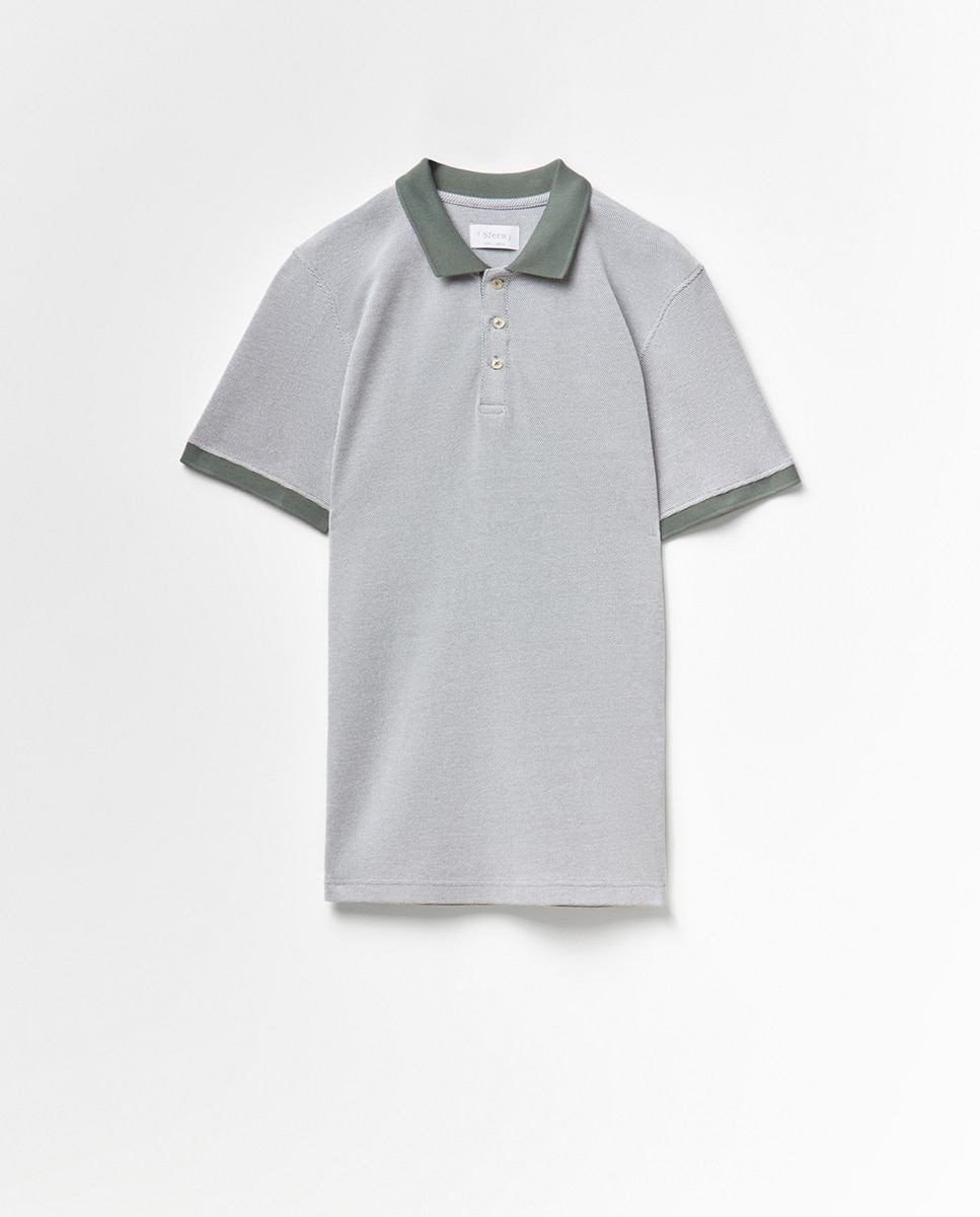 Polo de Piqué Bicolor Verde-5