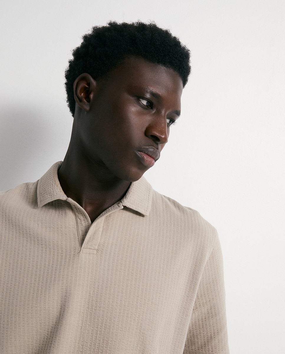 Polo Seersucker Bege-3