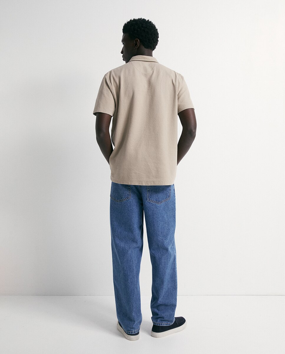 Polo Seersucker Bege-4