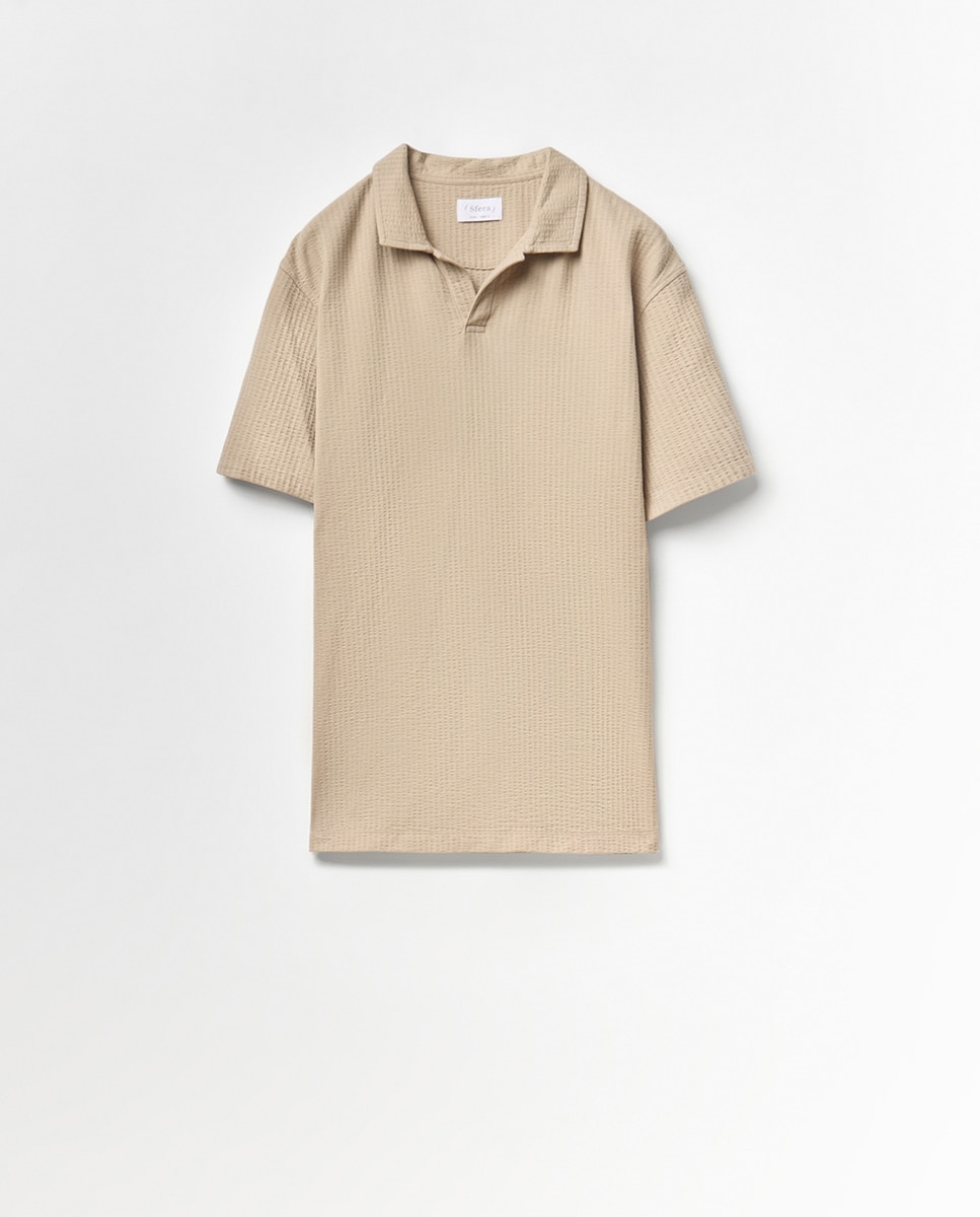 Polo Seersucker Bege-5