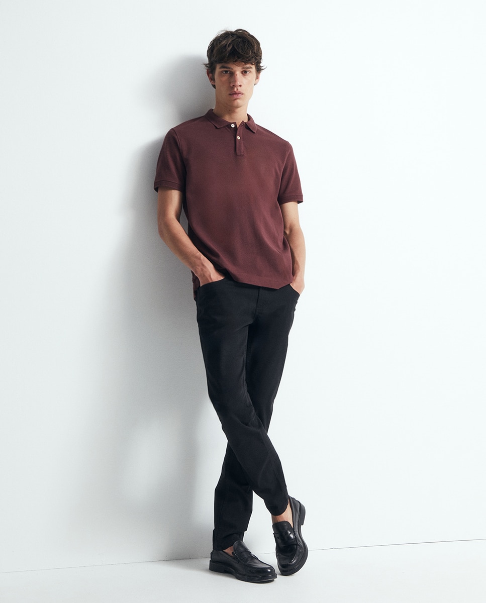Polo com Estrutura Bubble Bordeaux-2