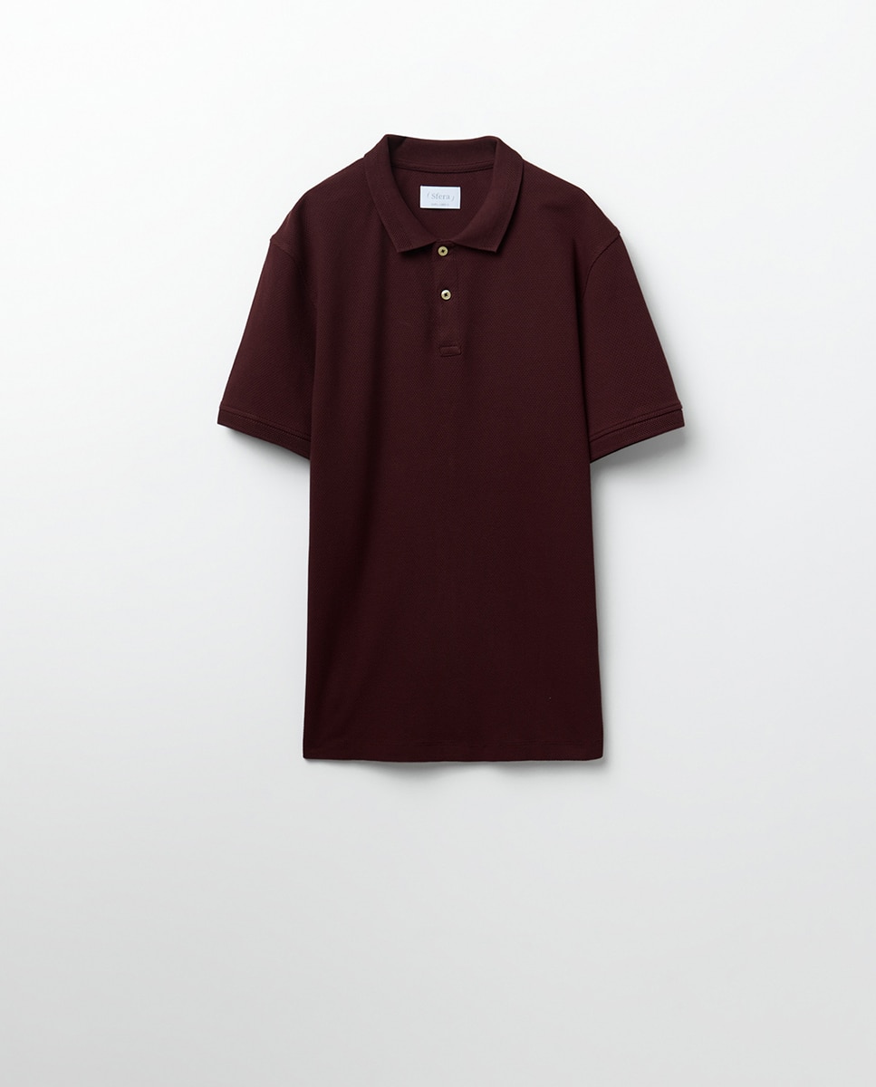 Polo com Estrutura Bubble Bordeaux-5