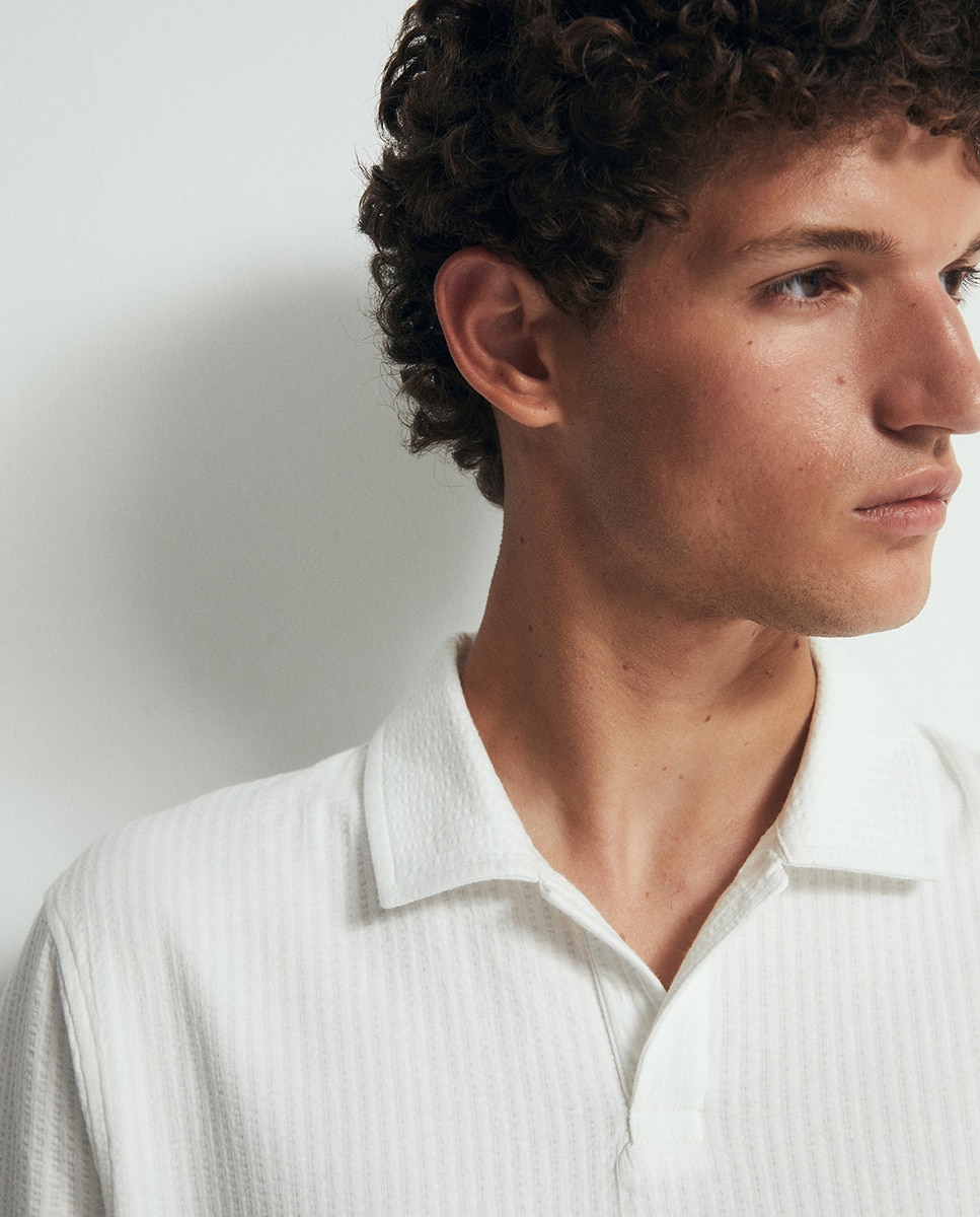 Polo Seersucker Branco-marfim-3