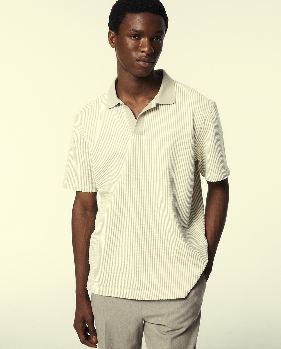 Imagem 0 de Polo de Seersucker às Riscas