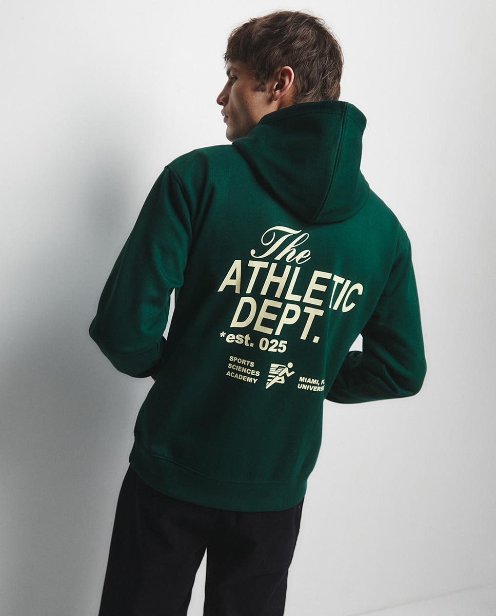 Sweatshirt Aberta com Estampado Verde-escuro-6