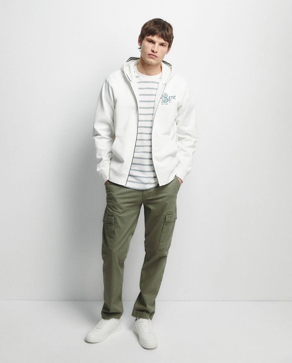 Sweatshirt Aberta com Estampado Branco-2