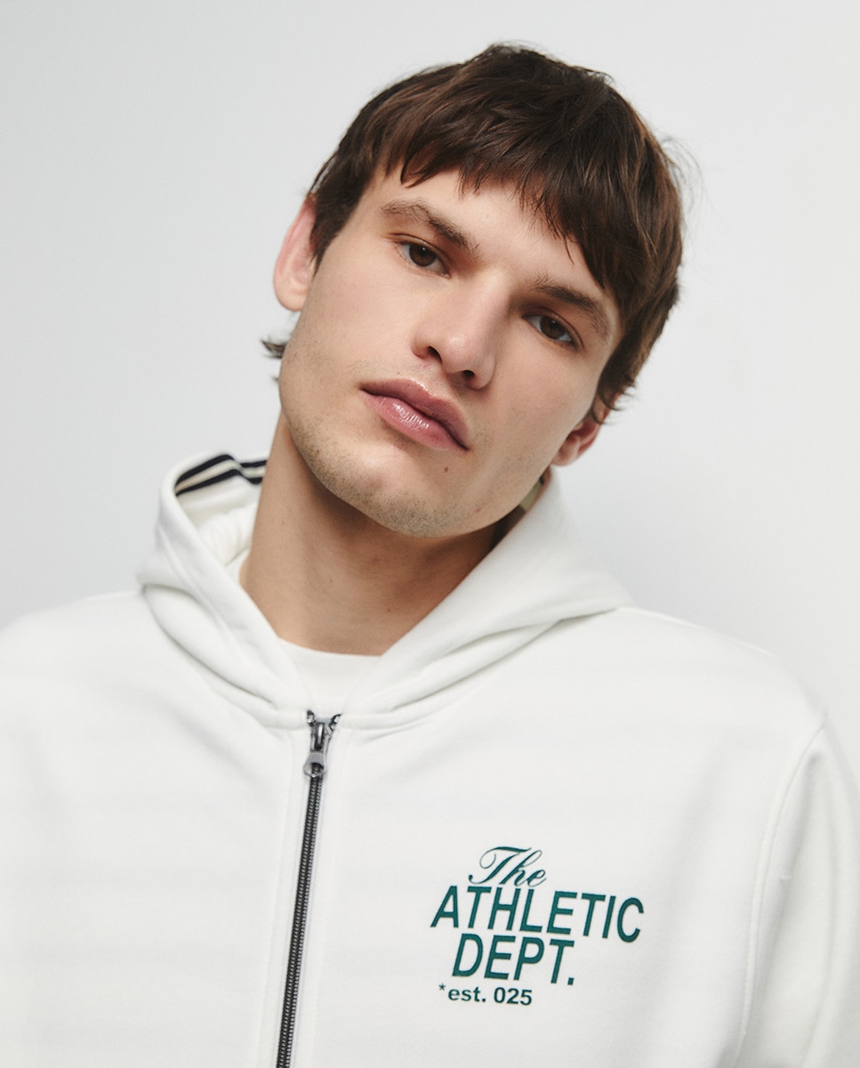 Sweatshirt Aberta com Estampado Branco-4