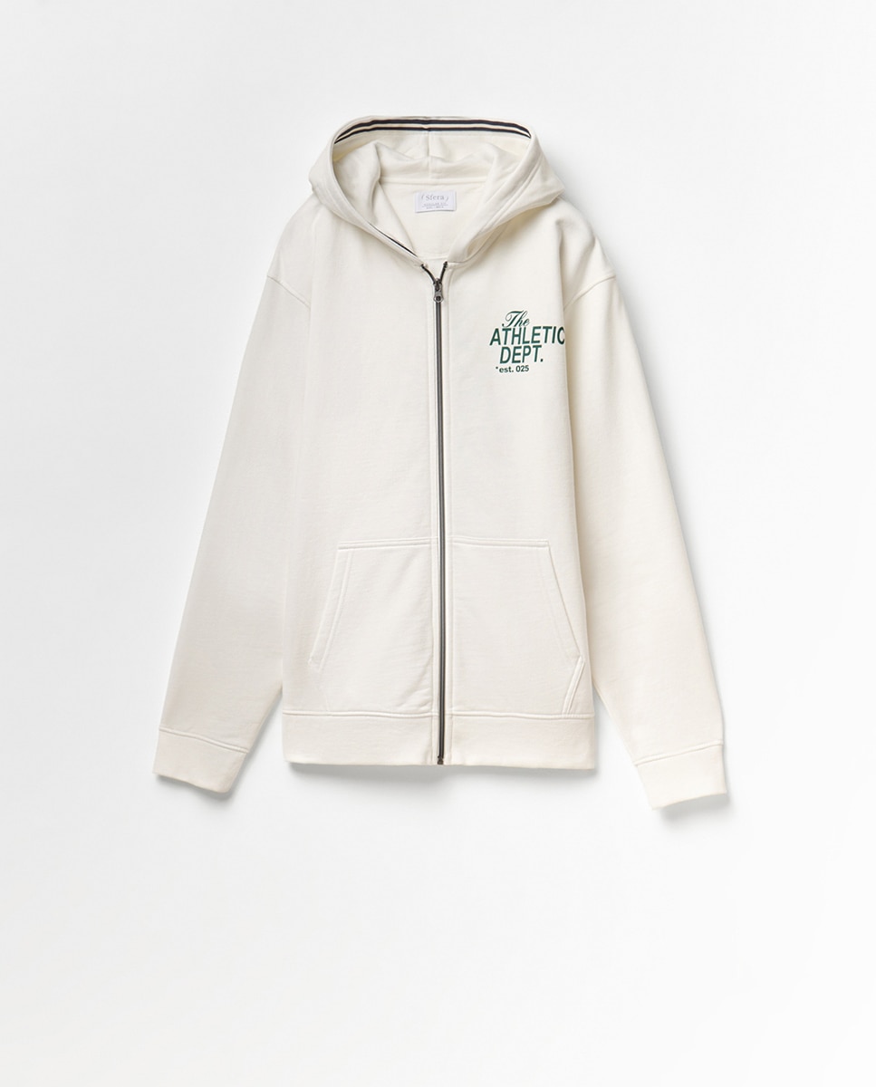 Sweatshirt Aberta com Estampado Branco-6