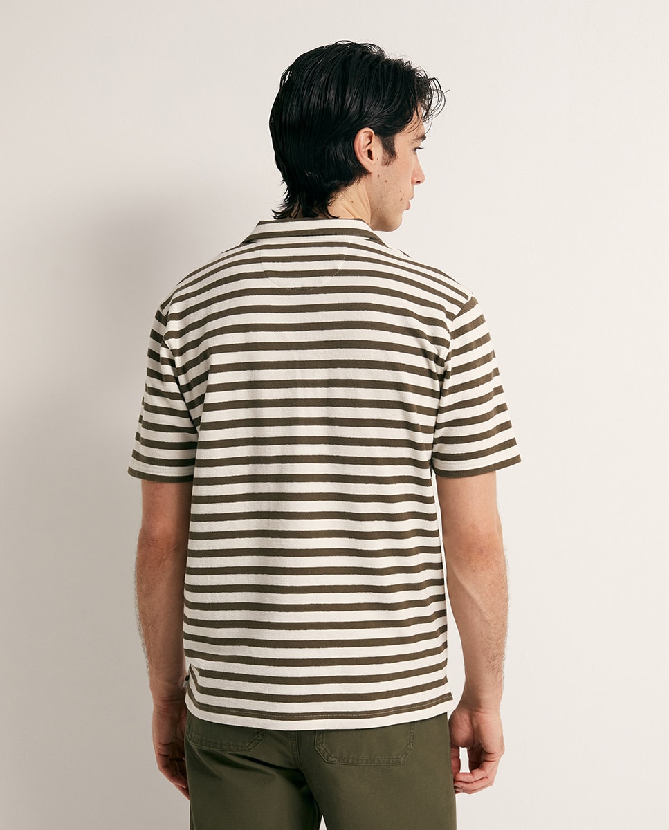 Polo às Riscas Caqui-5