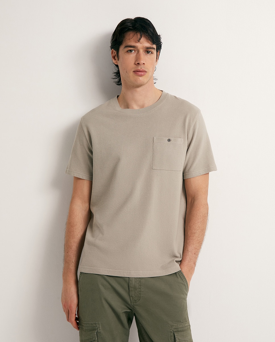 T-shirt Rústica com Bolso Verde-claro-1
