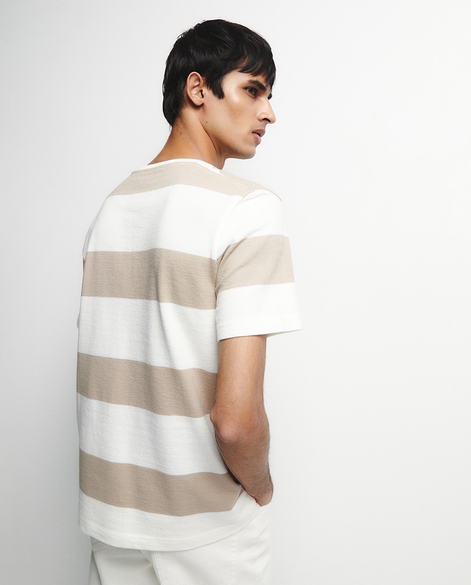 T-shirt Piqué Castanho-claro-3