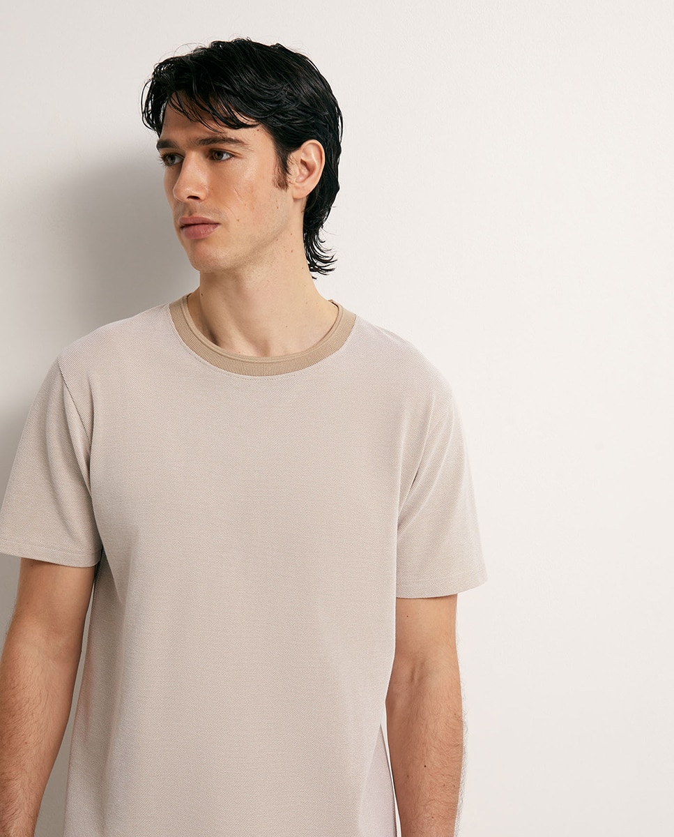 T-shirt Bicolor Castanho-claro-2