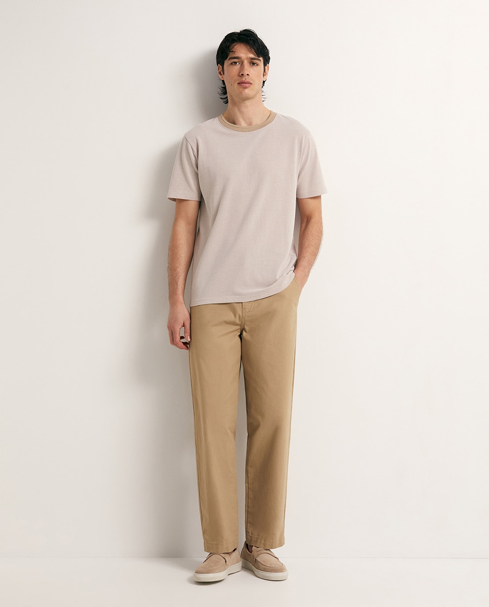 T-shirt Bicolor Castanho-claro-3