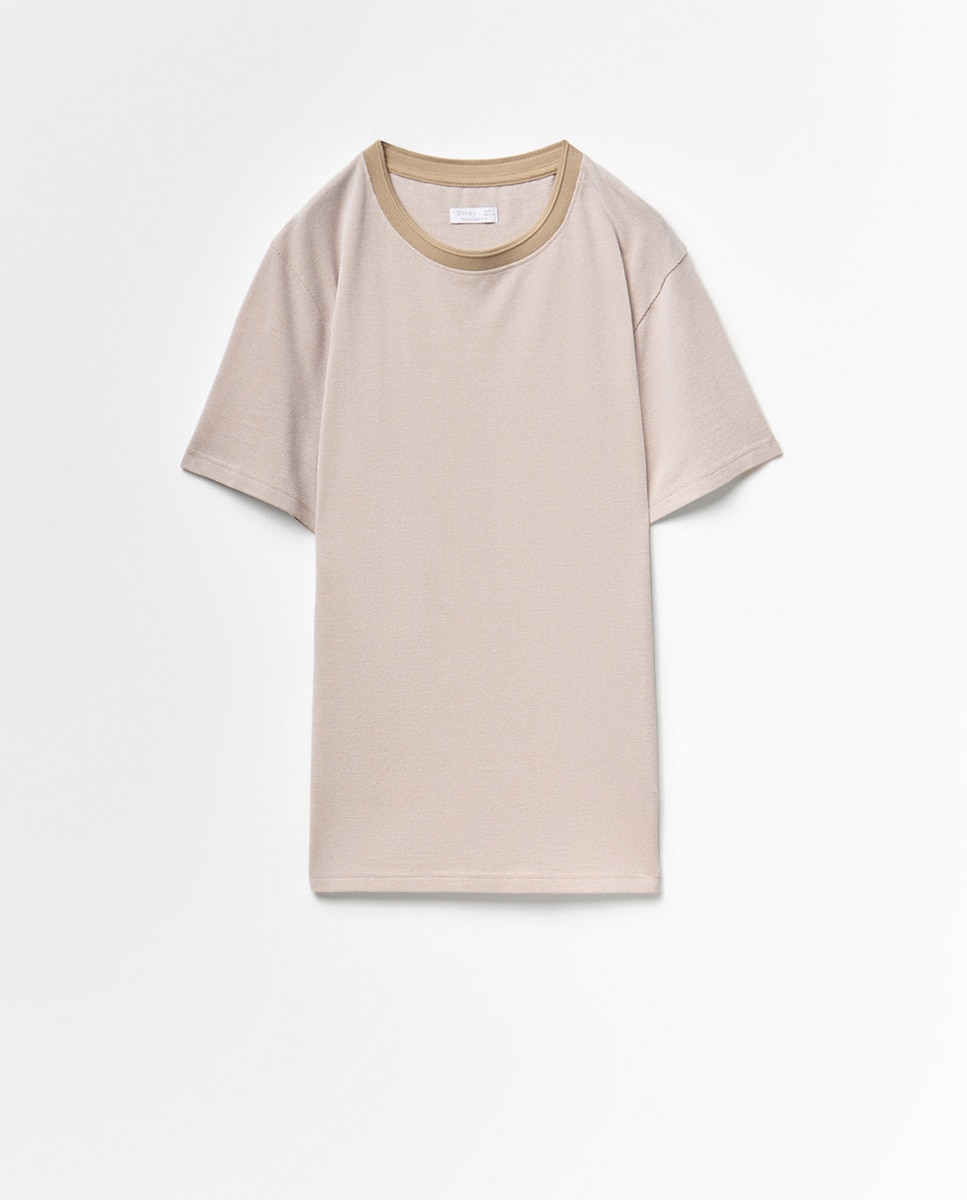 T-shirt Bicolor Castanho-claro-5