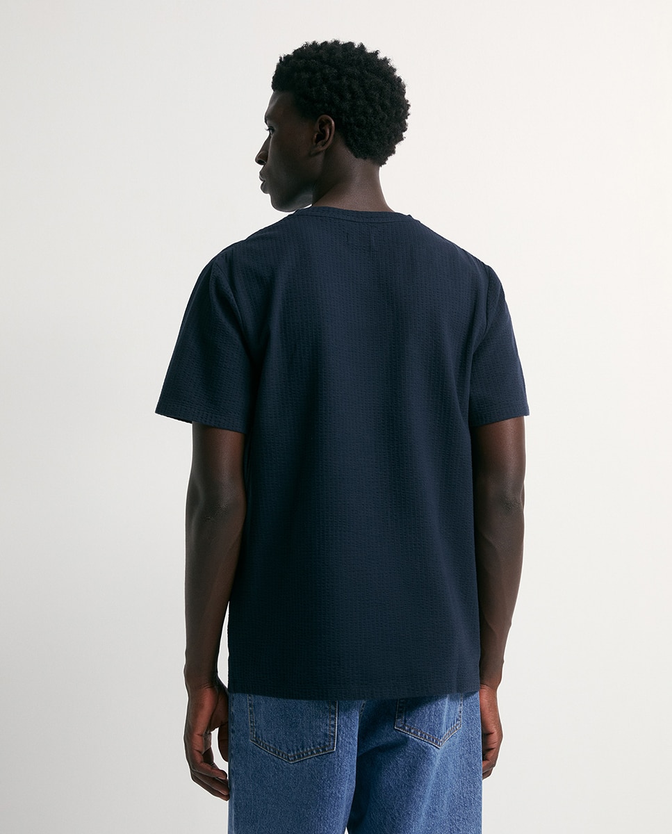 T-shirt Seersucker Azul-marinho-4