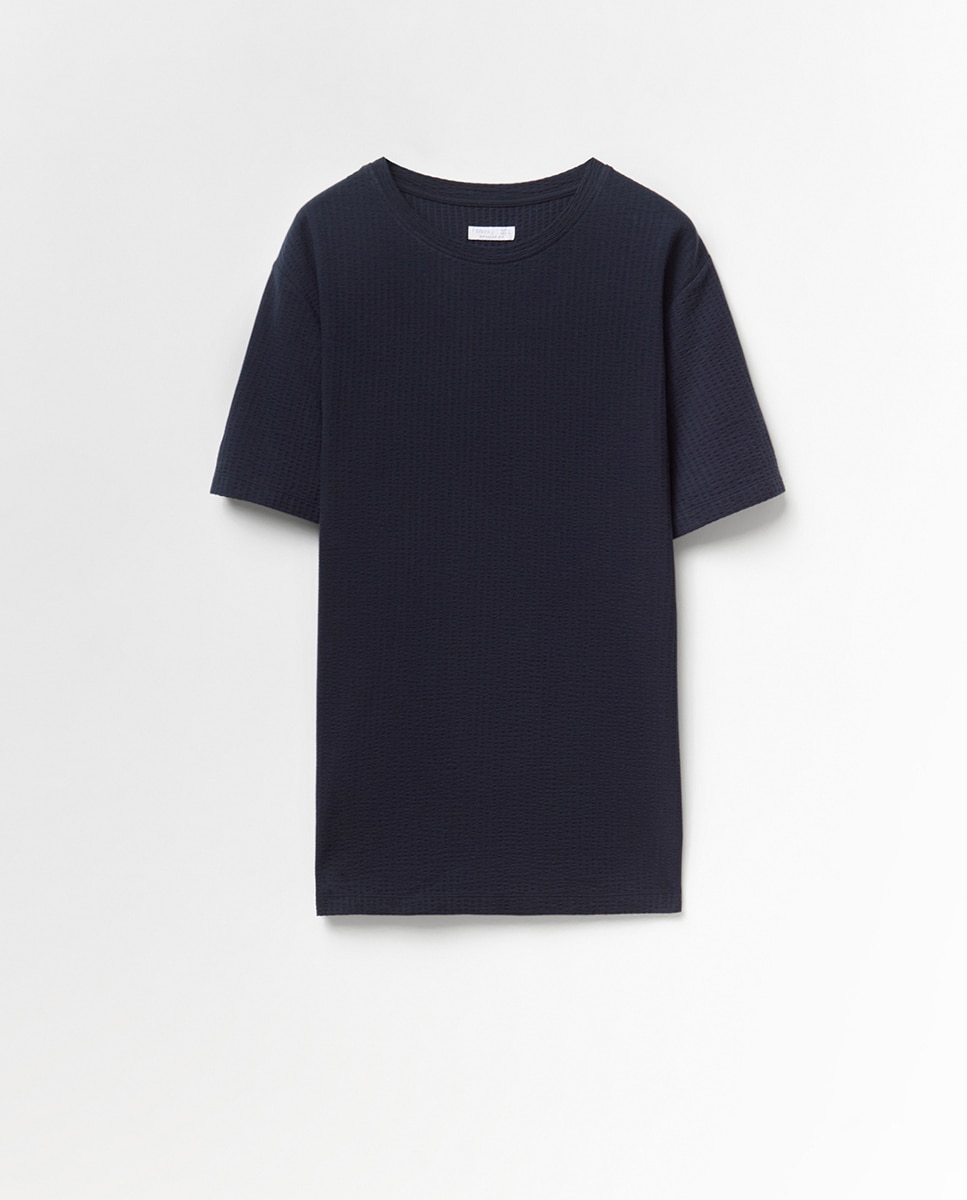 T-shirt Seersucker Azul-marinho-5