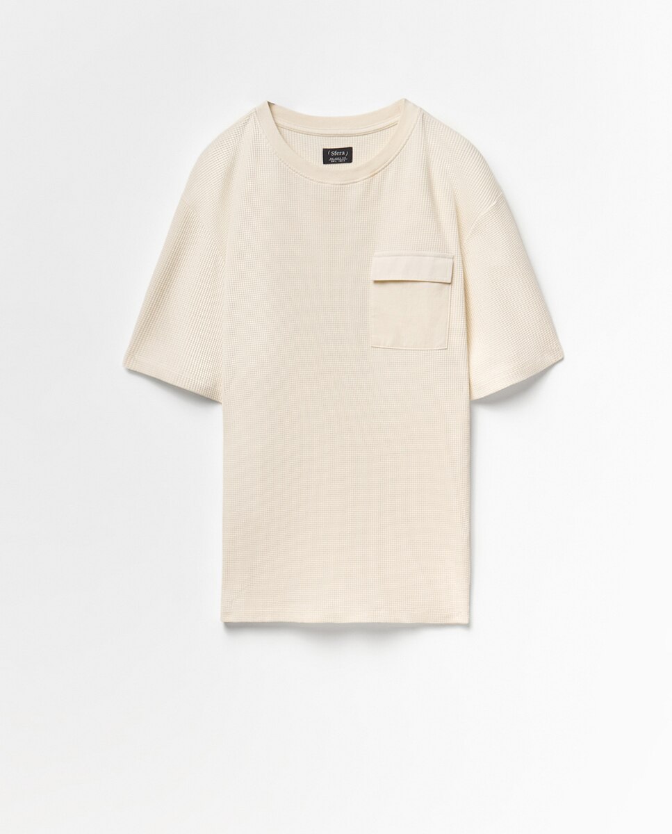 T-shirt com Estrutura e Bolso Branco-marfim-5