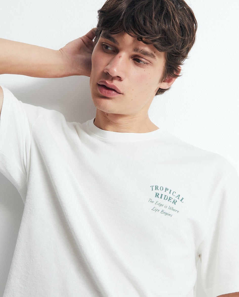 T-shirt com Estampado Gráfico de Mota Branco-4