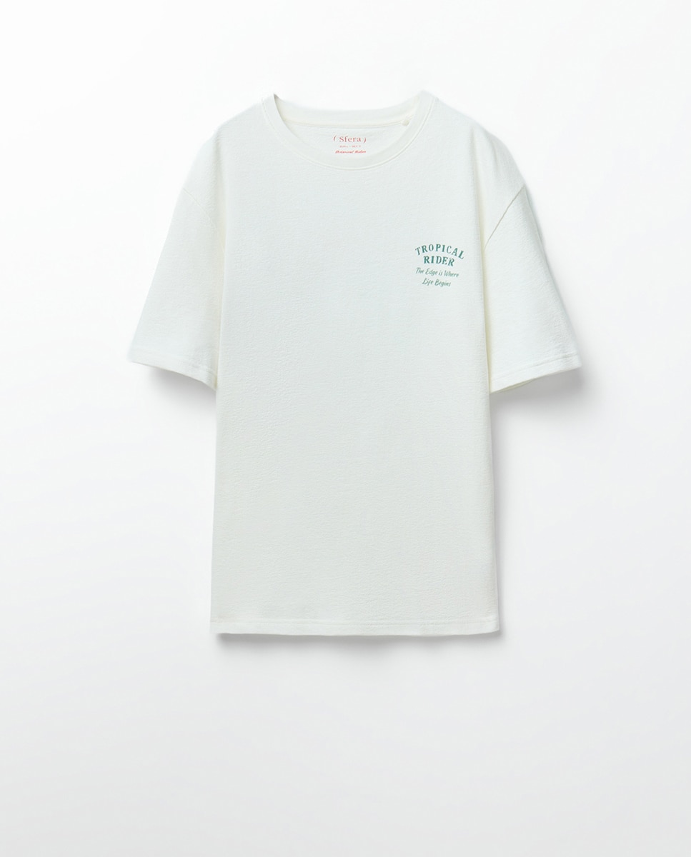 T-shirt com Estampado Gráfico de Mota Branco-5