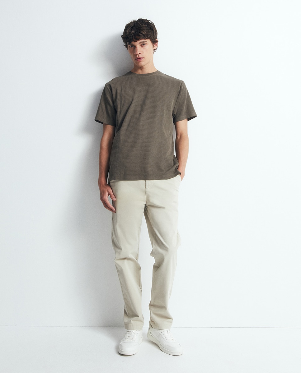T-shirt com Estrutura 520 Caqui-2