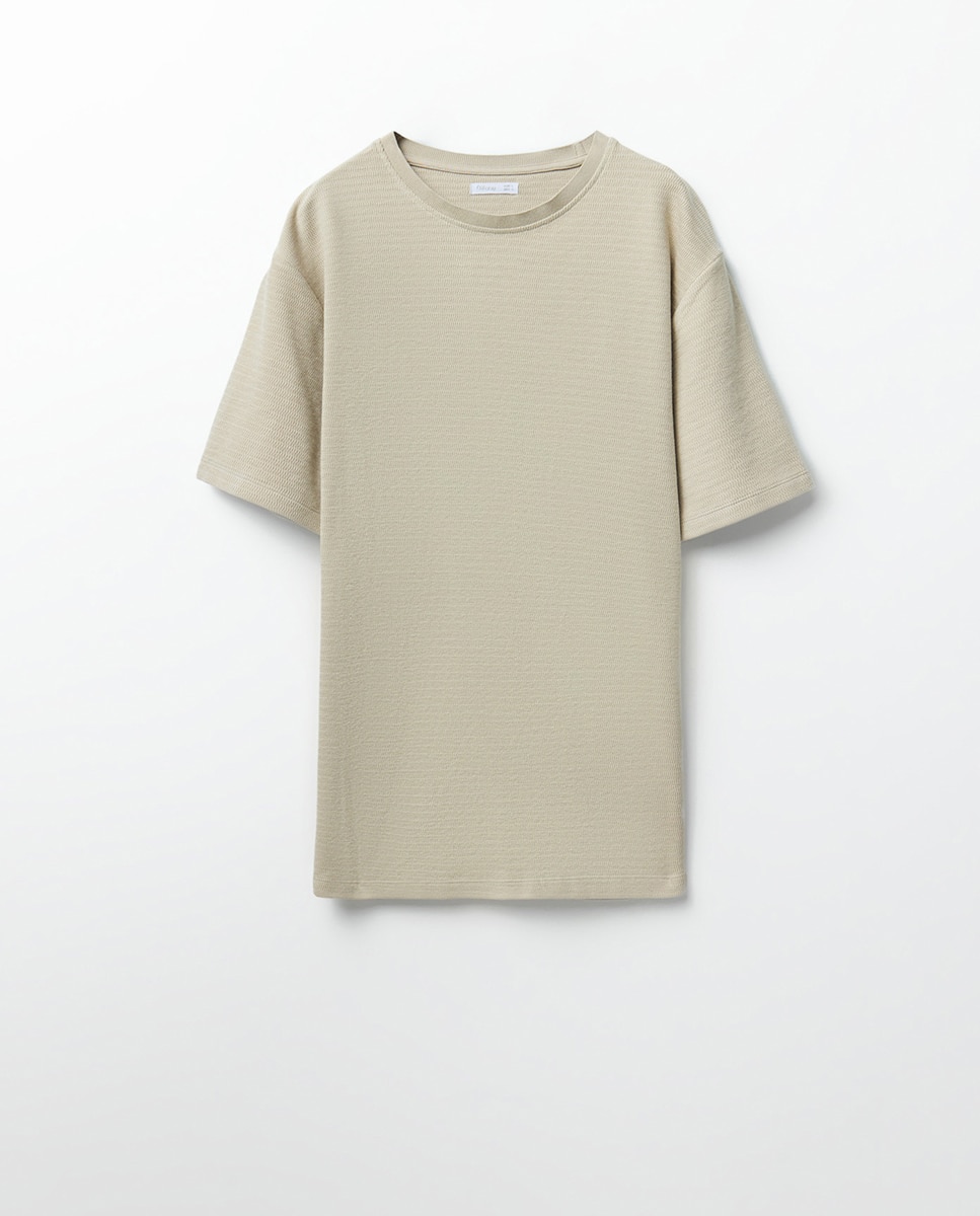 T-shirt com Estrutura Bege-6
