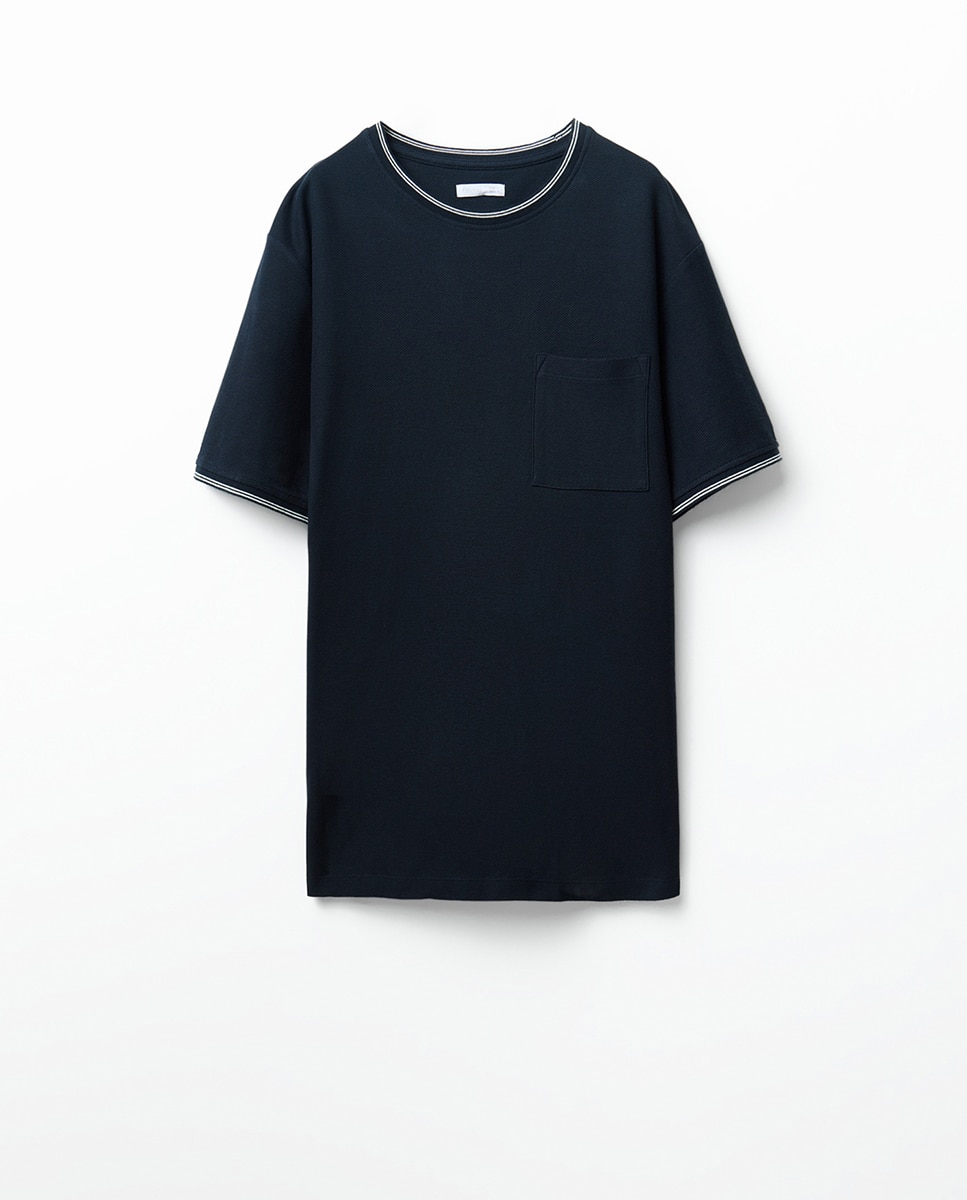 T-shirt com Estrutura Rib Azul-marinho-6