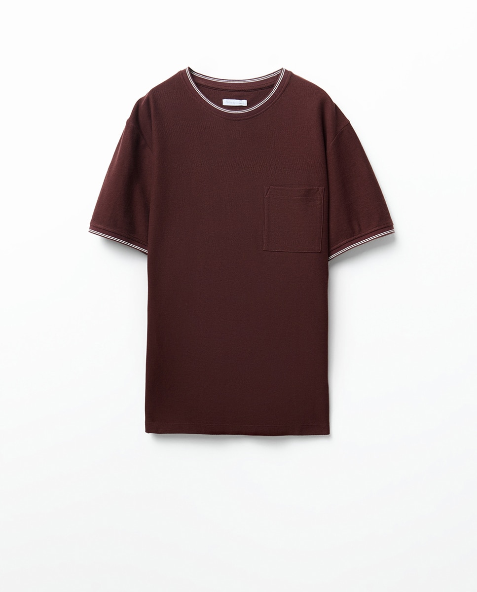 T-shirt com Estrutura Rib Bordeaux-5