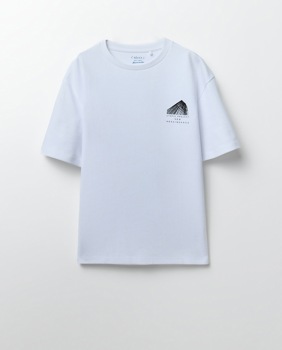 T-shirt com Estampado Gráfico Architecture Branco-5