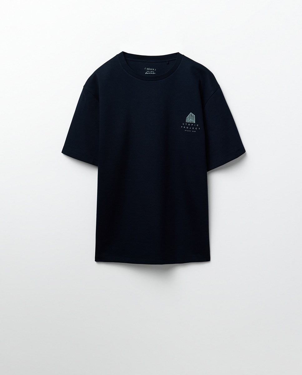 T-shirt com Estampado Gráfico Architecture Azul-marinho-5