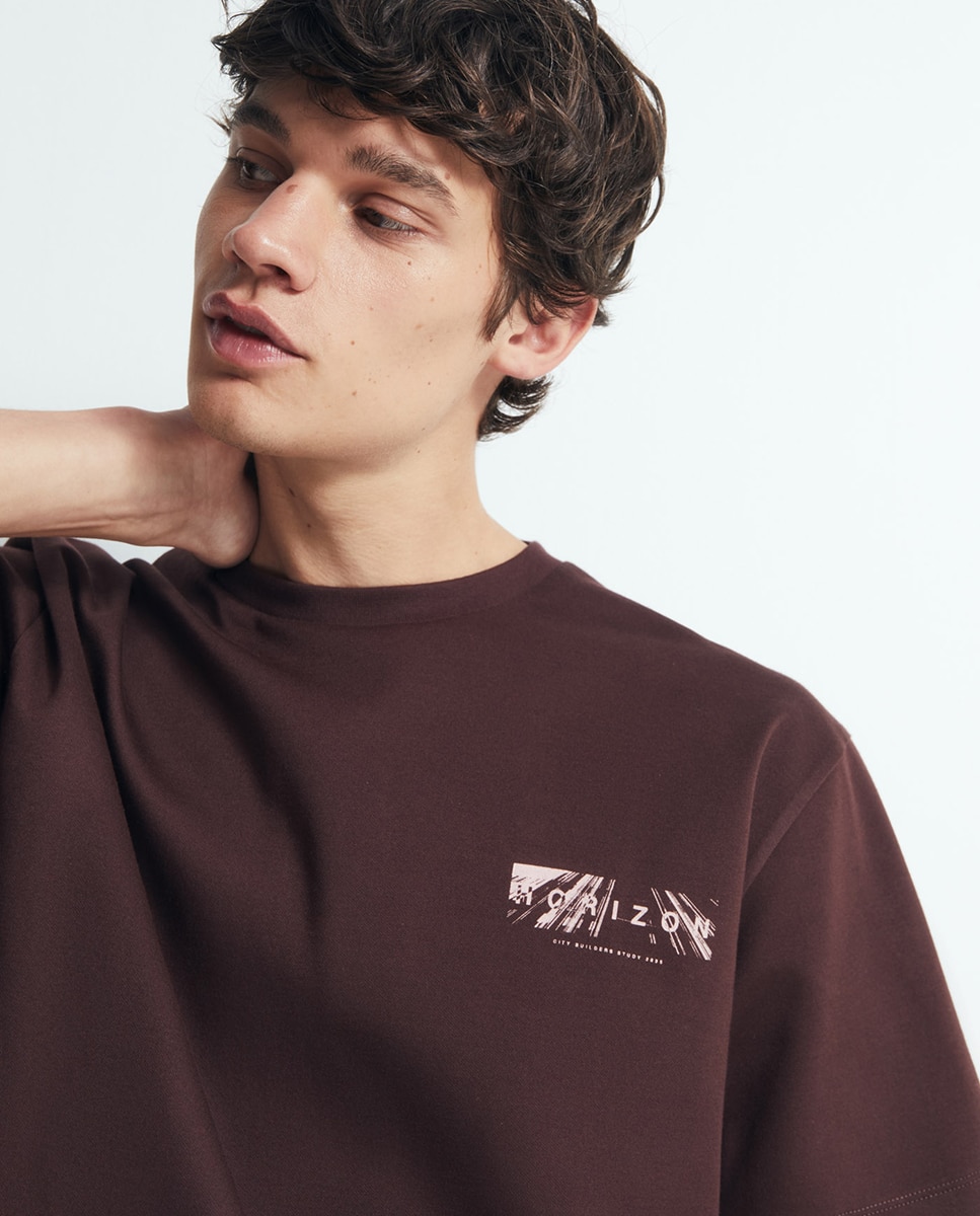 T-shirt com Estampado Gráfico Architecture Bordeaux-3