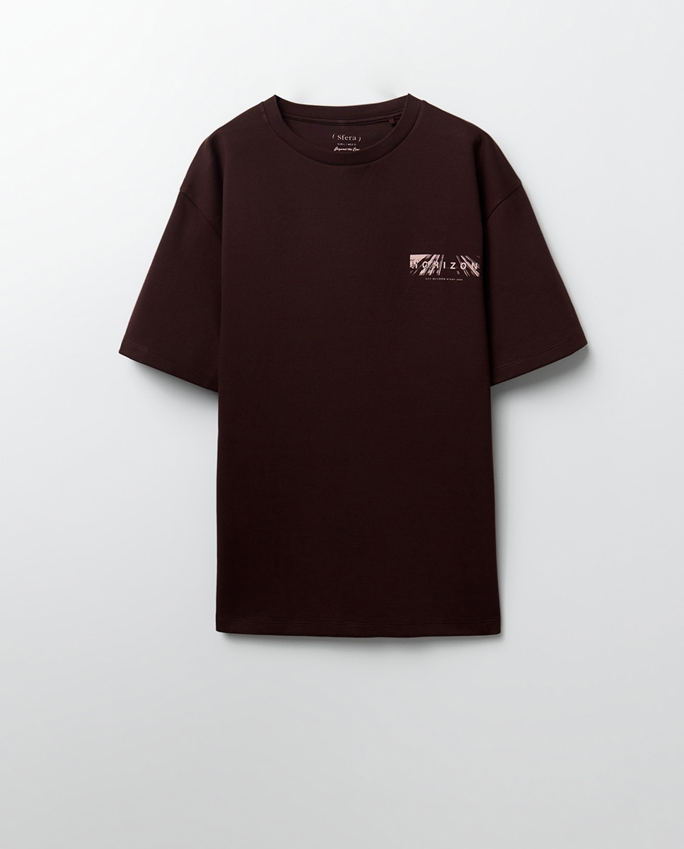 T-shirt com Estampado Gráfico Architecture Bordeaux-5