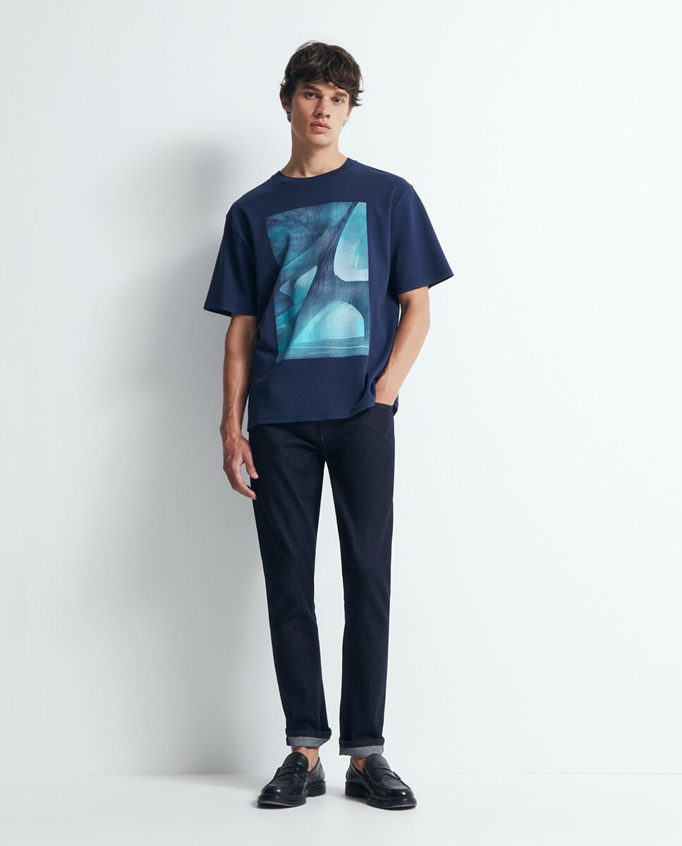 T-shirt Abstrata Azul-marinho-2