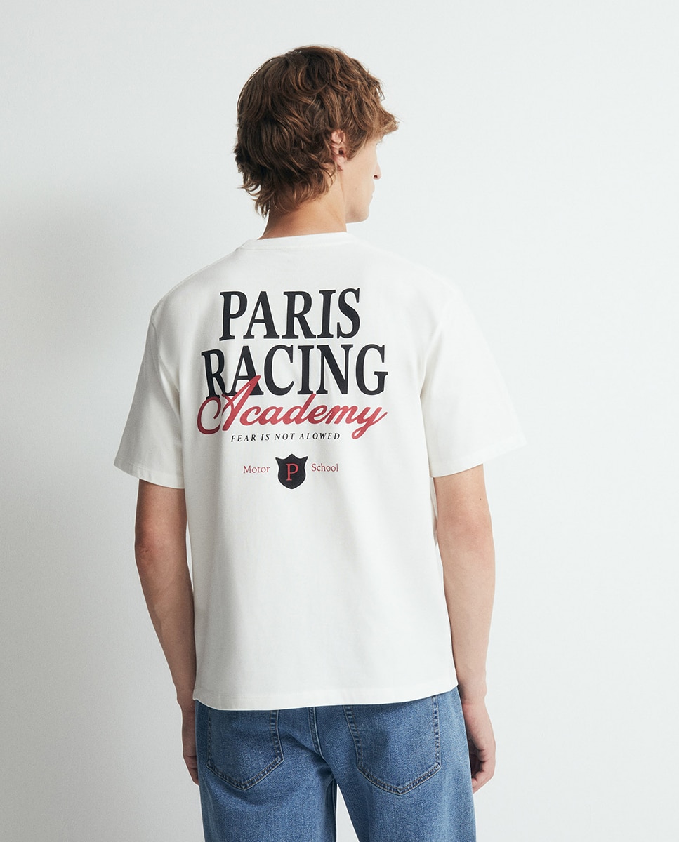 T-shirt de Estampado Gráfico Paris Racing Branco-4