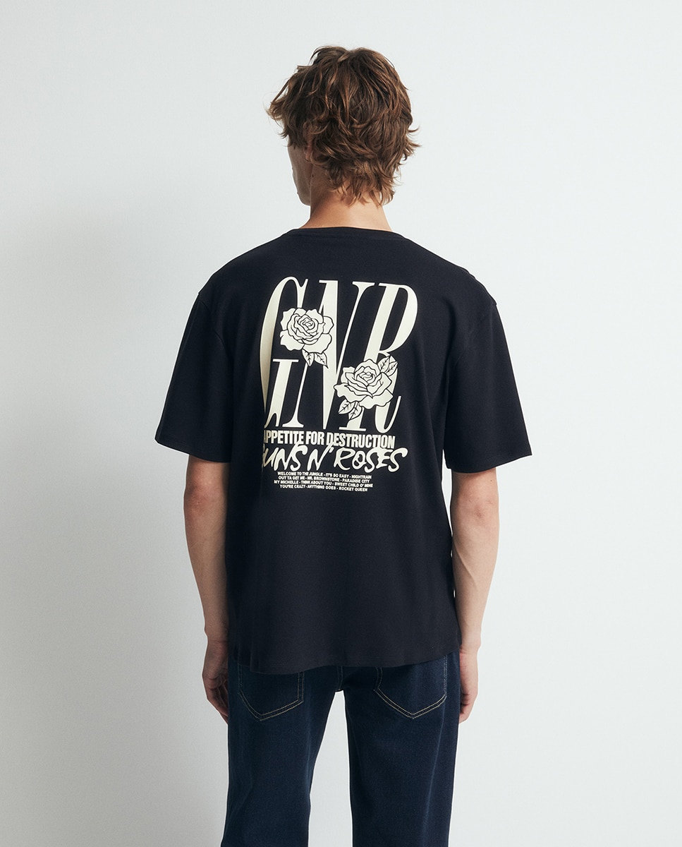T-shirt com Estampado Gráfico Guns n Roses Preto-4