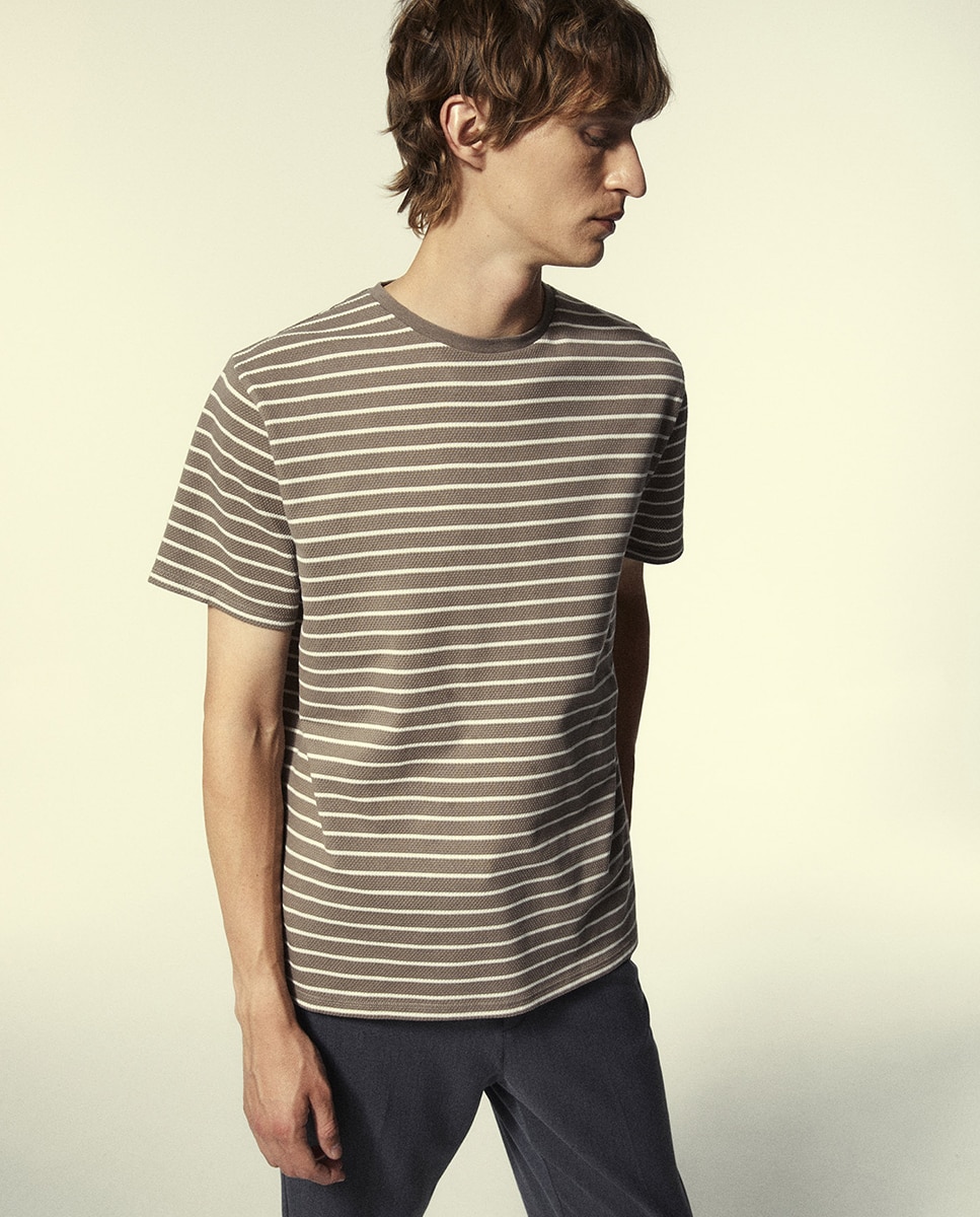 T-shirt às Riscas Bubble Torrado-4