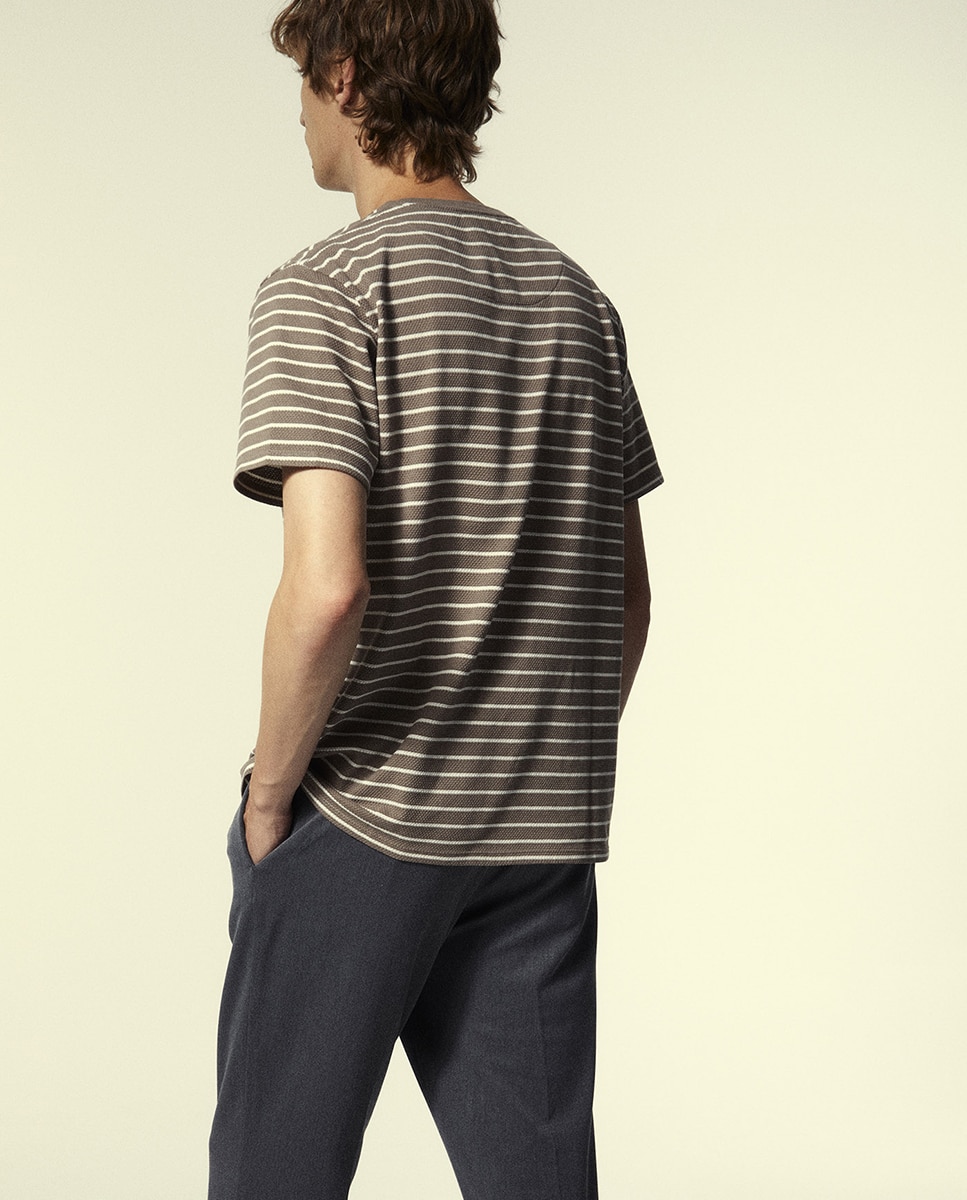 T-shirt às Riscas Bubble Torrado-5