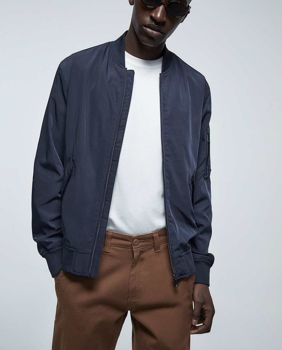 Blusão Bomber Estilo Aviador Azul-marinho-2
