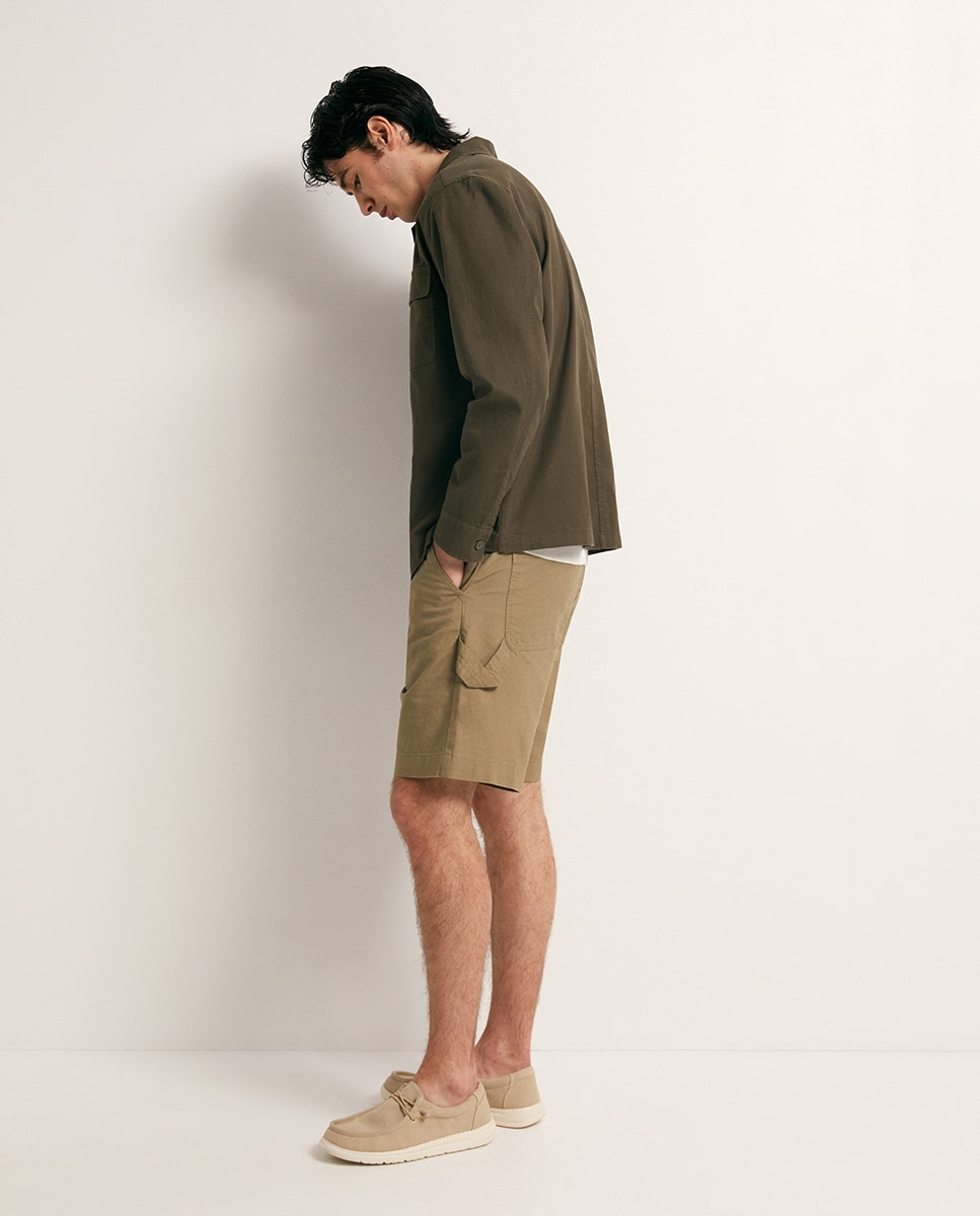 Sobrecamisa de Linho - Verde Caqui-4