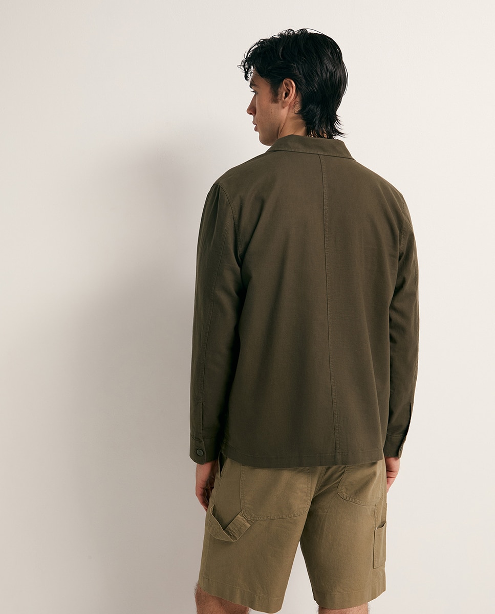 Sobrecamisa de Linho - Verde Caqui-5