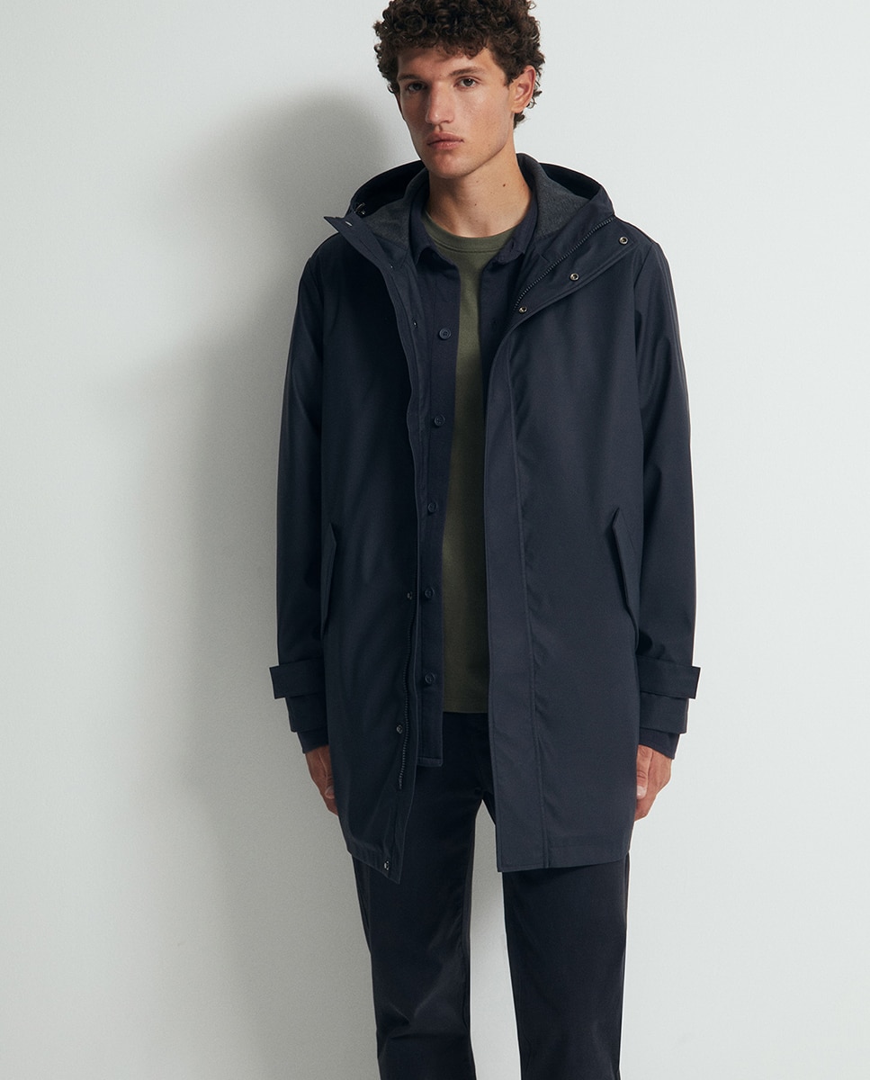 Parka para a Chuva Azul-marinho-2