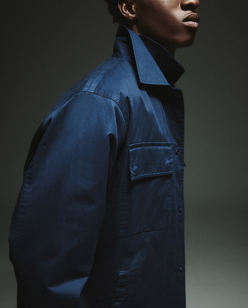 Sobrecamisa de Algodão Azul-marinho-3