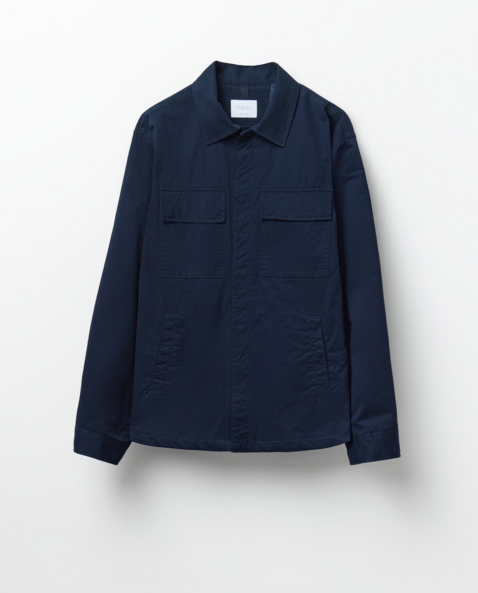 Sobrecamisa de Algodão Azul-marinho-4