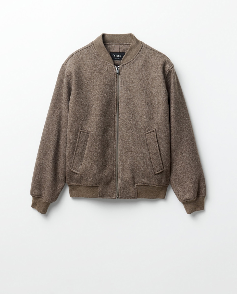 Blusão Bomber Melange Castanho-6