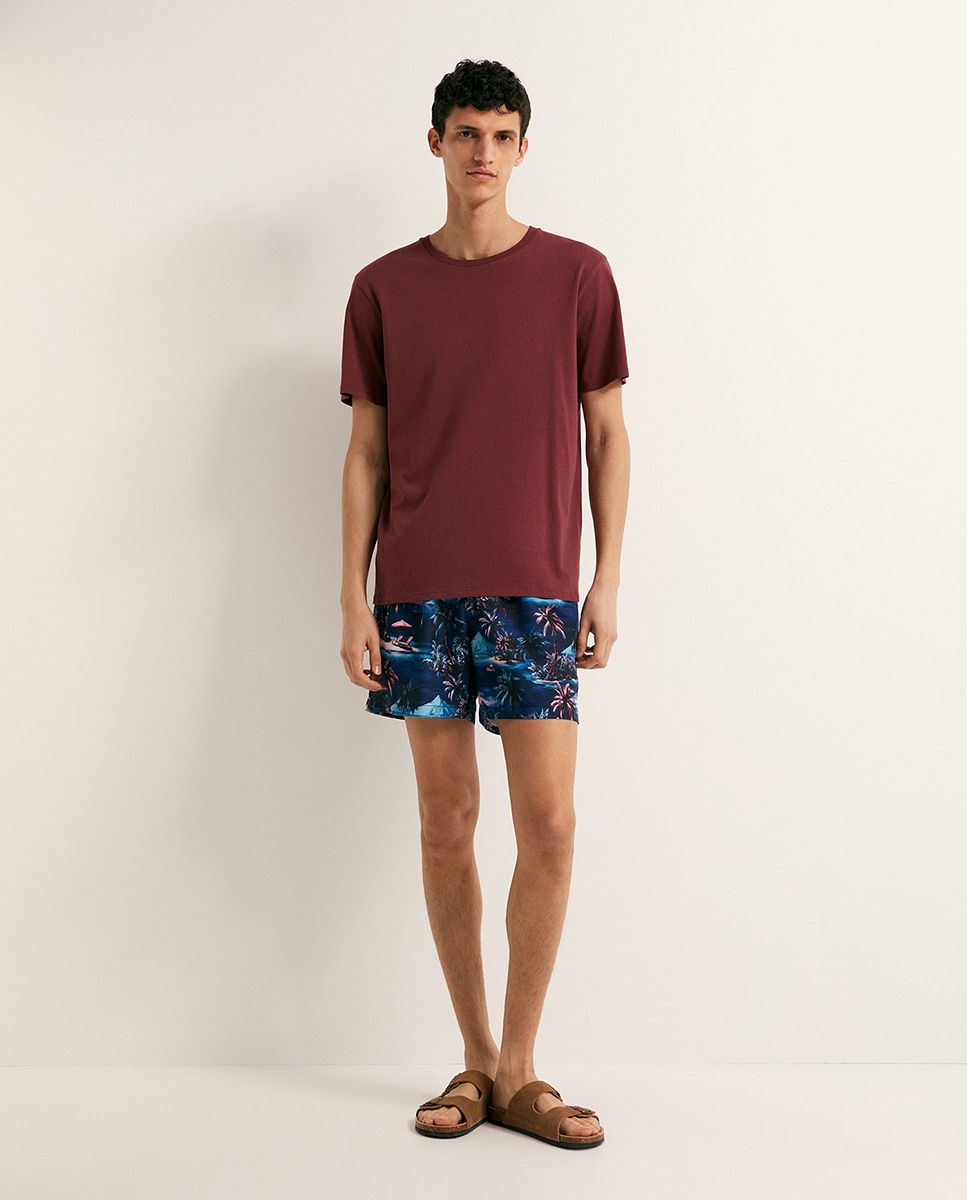 Imagem 0 de Calções de Banho com Estampado Tropical