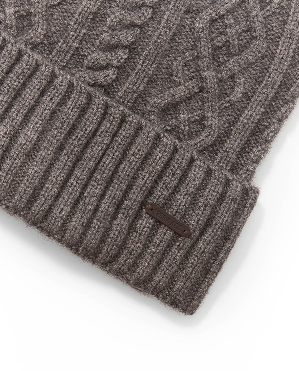 Gorro de Malha com Aran Cinzento-claro-2