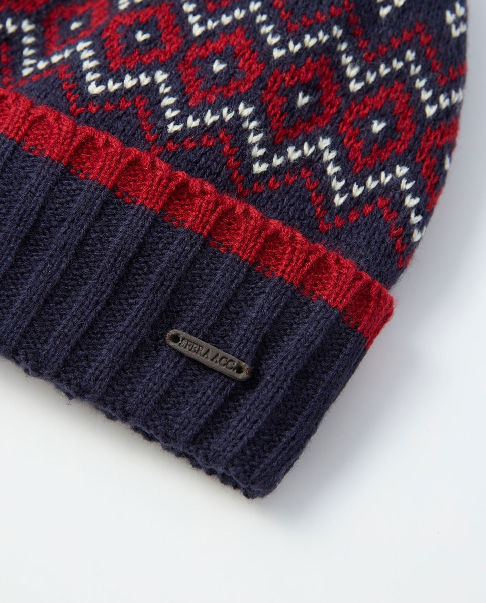 Gorro de malha jacquard Castanho-2