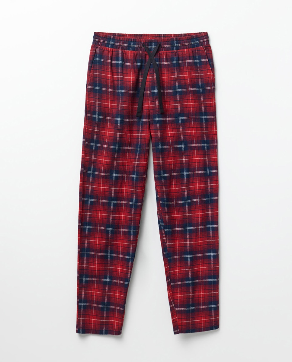 Pijama de Flanela aos Quadrados Azul-marinho-2
