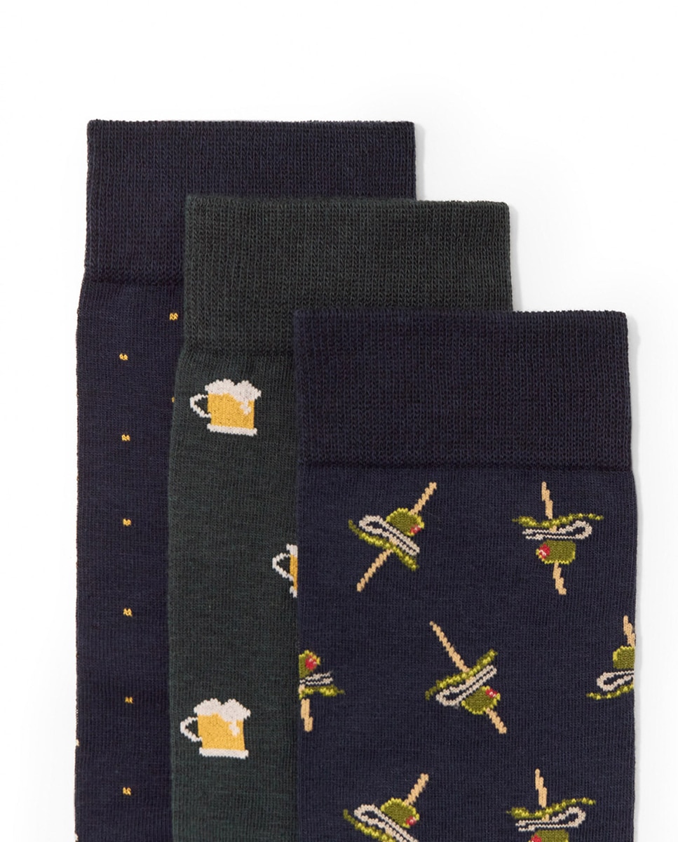 Pack de 3 Pares de Meias Azul-2
