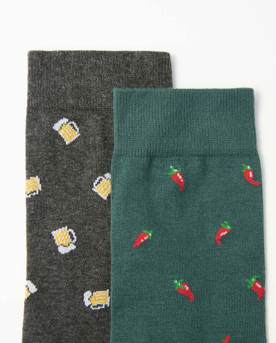 Pack de 2 Pares de Meias com Cervejas 830 Antracite-2